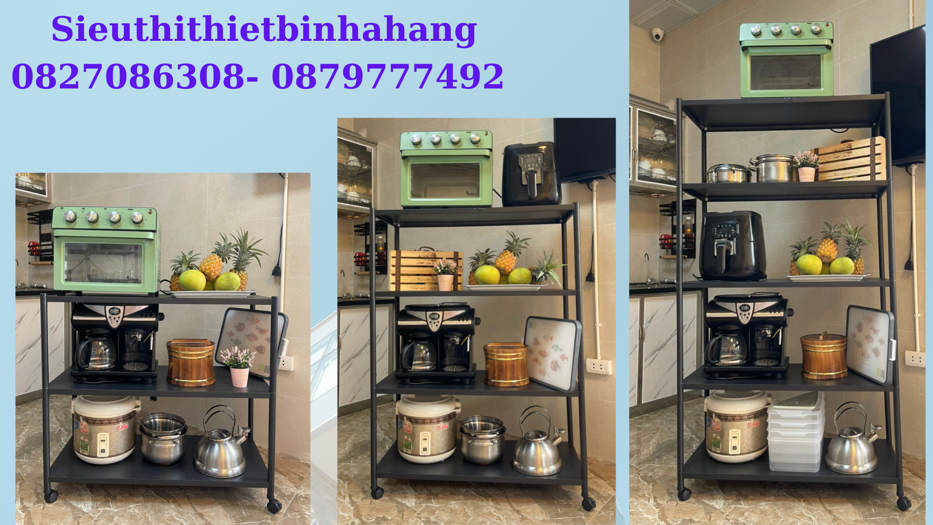 Kệ nhà bếp giúp không gian nhà bếp trở nên ngăn nắp, hiện đại