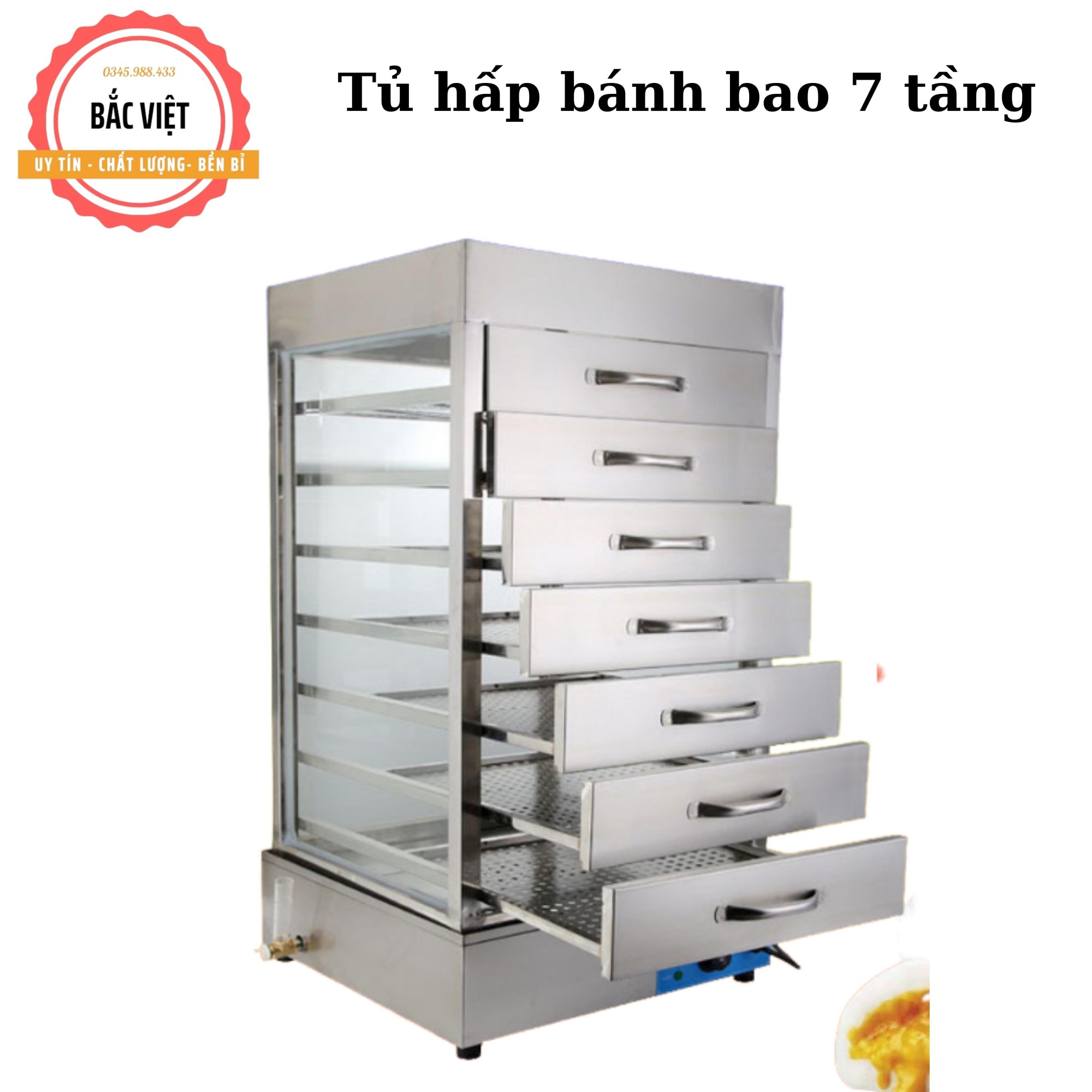 TỦ HẤP BÁNH BAO 7 TẦNG CÓ NGĂN KÉO - GIẢI PHÁP HOÀN HẢO CHO CÁC QUÁN BÁNH BAO